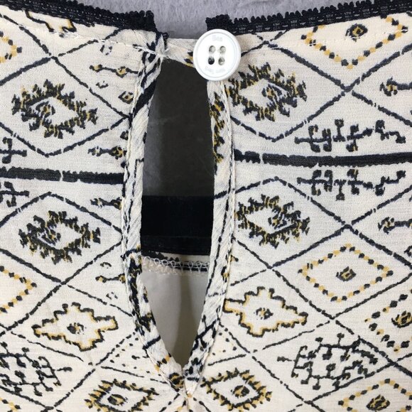 SEA New York Dress Womens 6 Beige Black 100% Silk Gauze Abstract Aztec Southwest - Picture 10 of 16